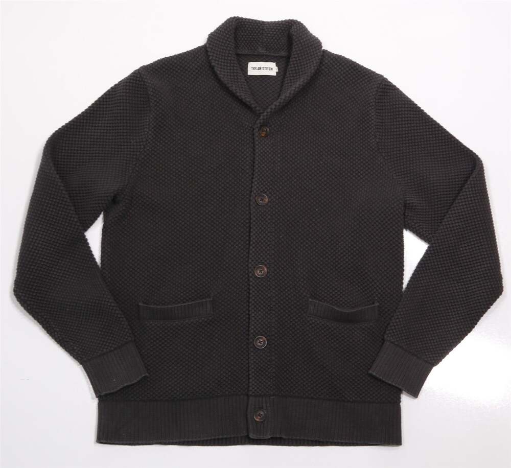Taylor Stitch Crawford Dark Green Shawl Cardigan Twist Cotton Sweater 42 Large